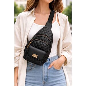Boutique Brand Faux Leather Quilted Triple Compartment Crossbody Sling Bag